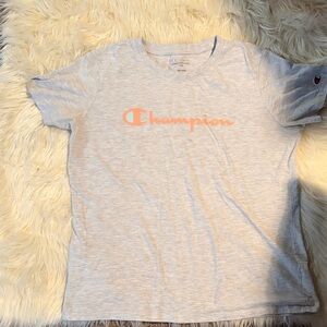Champion Kids Light Gray T-Shirt with Orange Logo